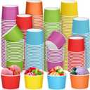 Aodaer 300 Pack Disposable Paper Ice Cream Cups 8oz Paper Ice Cream Bowls Colored Snack Bowl Dessert Bowls for Hot or Cold Food Party Supplies Treat Cups Serving Sundae, Frozen Yogurt, Soup