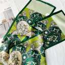 MEISEE 100% Mulberry Silk Scarf for Women 59*6.3 Long Headscarf Neck Scarf Hair Wraps and Shawls with Gift Packed (Green Flowers)