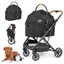 T6 Luxury Pet Stroller for Medium Dogs Up to 66lbs or 2 Small Pets  3-in-1 Dog & Cat Stroller with Removable Carrier, Foldable & Lightweight (Black)