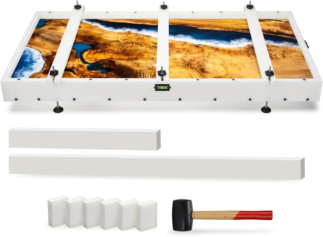 GROWLING Extra Large Epoxy Resin Mold 48x24x3 Inches, Adjustable Fastening and Leveling, Heavy Duty Reusable Resin Mold for River Tables, Coffee Tables, Trays, Cutting Boards, DIY Resin Art Etc.