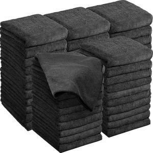 Shimeyao 48 Pack Bleach Proof Salon Towels Microfiber Absorbent Hair Towels Bleach Resistant Salon Hand Towels Bulk for Gym, Bath, Spa, Shaving, Shampoo, Home Hair Drying, 16 x 26 Inches (Black)