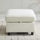 25" Square Storage Ottoman for Modular Sectional Sofa, Convertible Couch Footrest with Hidden Compartment, Chenille Upholstered Coffee Table & Extra Living Room Seating, Beige