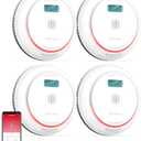 SITERWELL Smart Smoke and Carbon Monoxide Detector with LCD Display, 2.4G WiFi Smoke Detector, WiFi Smoke Detector and Carbon Monoxide Detector Combo Conforms to UL 217 & UL 2034 Standards, 4 Pack