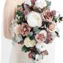 Ling's moment Pink Wedding Bouquets for Bride, Dusty Rose and Mauve Bridal Bouquets for Bride, 15 Inch Free Form Artificial Wedding Flowers Bouquets