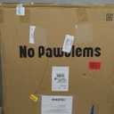 No Pawblems Free Standing Dog Gate with Door, 30'' Tall Foldable Dog Fence for Indoor & Outdoor, Up to 104 Inch Extra Wide Puppy Gate for Stairs, Hallways, Doorways, Deck, Yard (Black, 4 Panels)