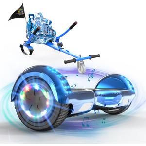 Hoverboards with Seat for Children and Adults, Hoverboards with Bluetooth Music and LED Lights
 (Blue)
