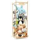 Stuffed Animal Storage, Wood Stuffed Animal Zoo Storage with Brake Wheels, Space Save Toy Organizer, Large Capacity Stuffed Animal Holder, Perfect for Nursery Playroom Kidroom Bedroom-62.6 Inch