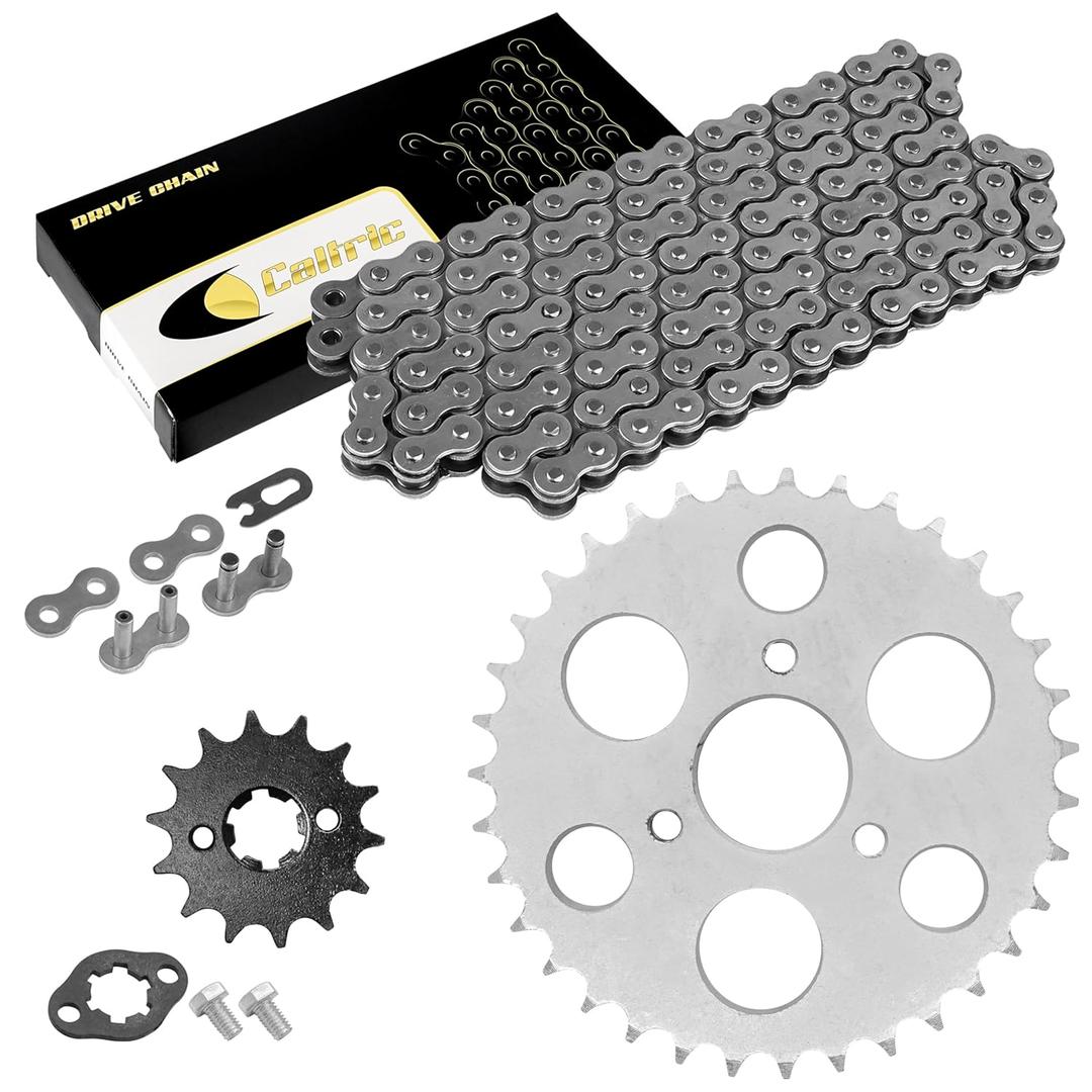 Caltric Drive Chain & Sprockets Compatible with Polaris Sportsman 90 2007-2014 / Sportsman 110 2016-2023 / Outlaw 90 2007-2014 / Outlaw 110 2016-2023 428 Pitch 136 Link