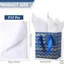 Tenare 12 Pcs Small Gift Bags Mini Metallic Paper Bag Bulk Tiny with Handle Tissue Paper for Gift Wrap Father's Day Birthday Grad Graduation Party(7 x 4 x 9 Inch,Navy Blue Gold)