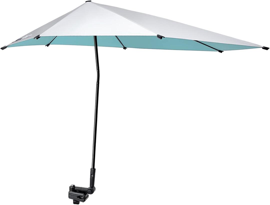 G4Free UPF 50+ Adjustable Beach Umbrella XL with Universal Clamp for Chair Stroller Wheelchair Golf Cart Bleacher Patio