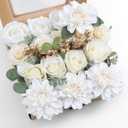 Artificial Flowers Combo, Fake Flowers for DIY Tables Centerpieces Baby Shower Bridal Shower Wedding Bouquet Arrangements Party Candle Holder Cake Decor Flower Home Decorations White