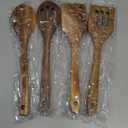 4Pcs Wooden Spatula for Cooking, Acacia Wooden Spatula for Kitchen Use, Nonstick Cookware Safe Utensils Set for Cooking, Mixing, Serving, Draining, Ideal Cooking Utensils Gift