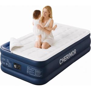 CHERIMOR Twin XL Air Mattress with Built-in Pump 20"& Luxury Quilted Topper