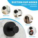 Suction Cup Hooks for Shower, Heavy Duty Towel Hooks for Walls No Damage, Suitable for Hanging Towels, Robes, Coats, Holds 15 lbs-2pack, Black
