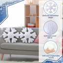 Soaoo 2 Pcs Winter Snowflake Pillow Decorative Winter Snowflake Throw Pillows Soft Plush Pillow White Snowflakes Shaped Pillows for Couch Sofa Bedroom Decoration 15.7 Inch, 11.8 Inch