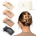 Medium Flat Hair Claw Clips for Women Thin Thick Hair, Duckbill Strong Hold Non Slip Square Hair Clips, Cozy French Lay Down Hairclips, Beige, Light Khaki, Dark Khaki, Black, 4 Pcs