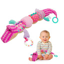 Baby Sensory Toy 06 Month Musical Pink Crocodile Plush Toy for Infant 036 Months Rattles with rustling Sounds and Tummy time Sensory Toys Baby Shower Birthday Gifts