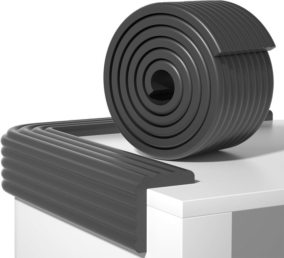2 x Edge Protector,Baby Proofing Baby Edge Protector Strip Safety,Soft Rubber Foam Padding,Edge Corner Guards Protector Corner Edge Bumpers for Furniture (Black, 6.56Ft x 3.93" W x 0.4" Th)