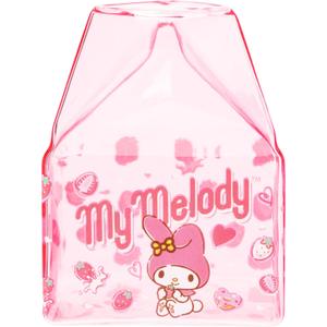 Silver Buffalo Sanrio Hello Kitty and Friends Featuring My Melody Strawberries Pink Glass Milk Cup, 11.9 Ounces