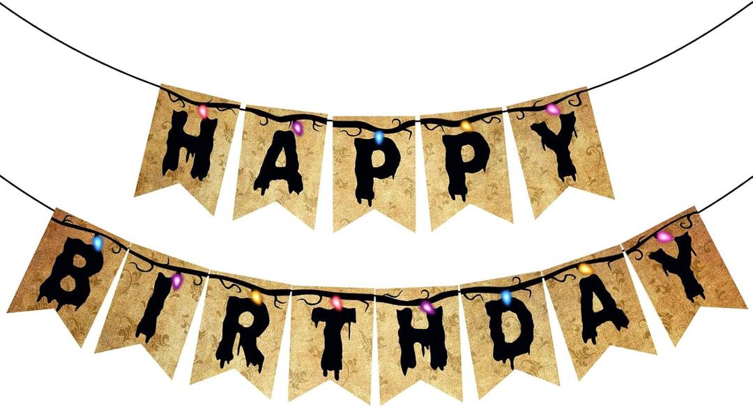 Stranger Theme Party Decorations Banner,Things Party Decorations,Spooky Party Decoration,Happy Birthday Banner Decoration,Backdrop Wall Decors Photo Props
