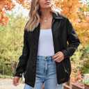 AUTOMET Women's Oversized Faux Leather Jacket - Fall Motorcycle Style Coat with Zipper Closure (Black, M)