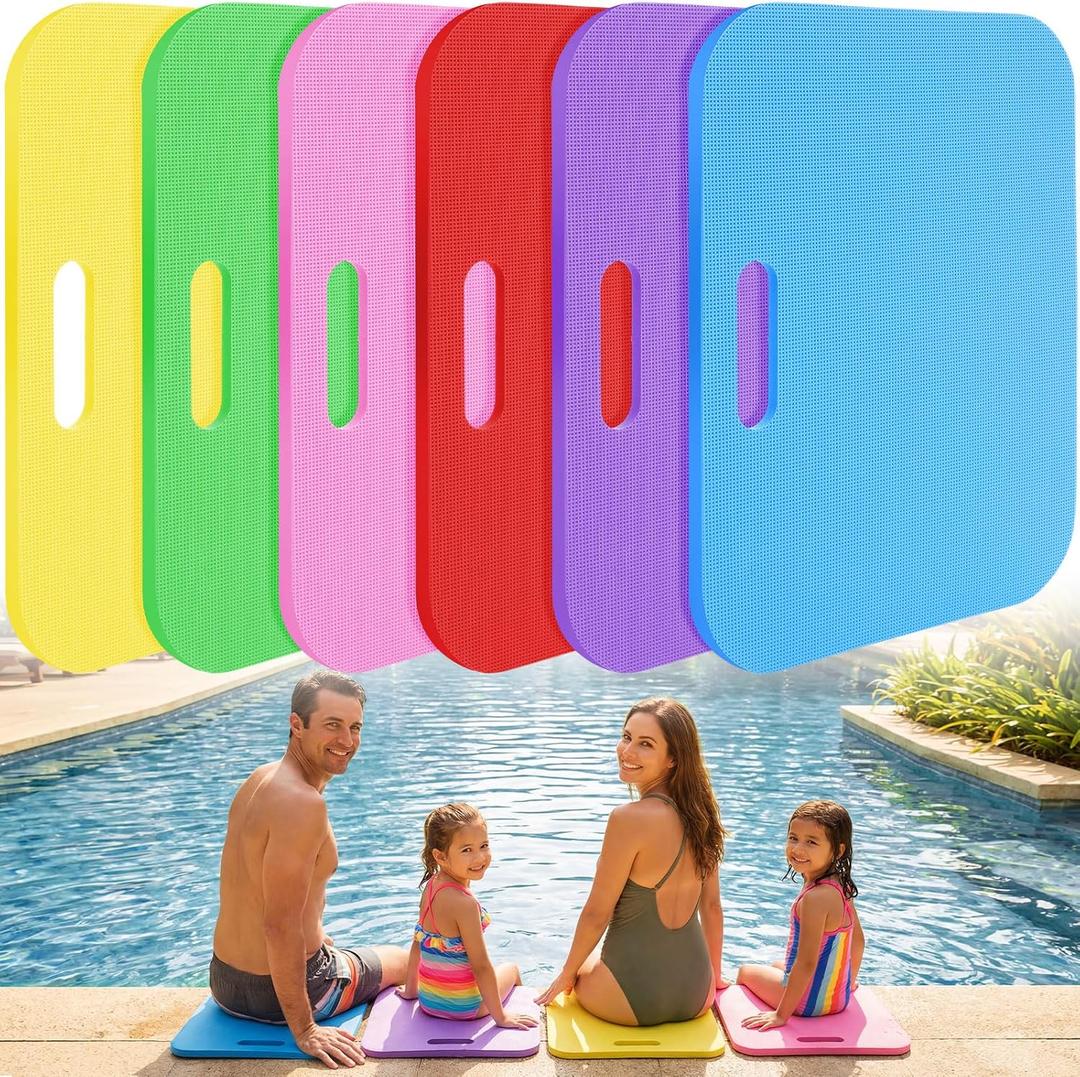 Lunmon 6 Pcs Poolside Seating Mat, 16.5 x 13 x 0.39 Inches EVA Foam Poolside Cushion for Edge of Pool, Portable Waterproof Seat Mat for Outdoor Summer Pool Accessories, Colorful (Rectangle)