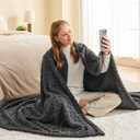NEWCOSPLAY Super Soft Queen Blanket Grey Premium Silky Flannel Fleece 3D Waffle Checkered Lightweight Bed Blanket All Season Use (Dark Grey, Queen(90"x90"))