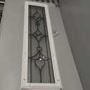 1 Pcs 8" x 36" Entry Door Glass Insert with Low-e Clear Glass Raised Frame White Exterior Front Door Sidelite Window Inserts Replacement Kit for Home Improvement (Nickel Caming)