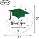 Green White Graduation Thank You Stickers, Congrats Grad Party Favor Sticker Labels 40-Pack 2in