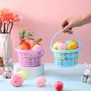 Havawish Easter Baskets Bulk with Handle Small Colorful Plastic Eggs Baskets Easter Bucket for Egg Hunt Spring Party Favors(100 Pcs,Round)