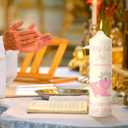 Threlaco My First Holy Communion Taper Candle Gifts Religious Gift 9.84 Inches Catholic Candles with Chalice Design Catholic Gifts for Church Supplies Baptism Wedding