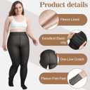 HooLing 3 Pair Plus Size Fleece Lined Tights for Women Fake Translucent Winter Thermal Leggings Warm Thick Tights for Gifts (Black, XXL)