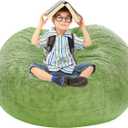 BCU Bean Bag Cover Comfy Beanbag Chair for Adults Without Filler Faux Fur Lazy Sofa Cover for Living Room Chairs, Apple Green, 3.5FT