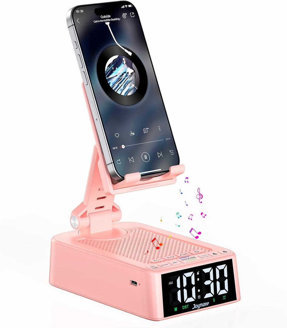 Gifts for Women Girls, Phone Stand with Bluetooth Speaker 360 Rotable Angle Adjustable Cell Phone Holder for Desk with HD Subwoofer Sound Fits All Phones,Tablets (Pink)