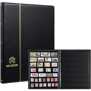 MUDOR Stamp Collecting Album, 7 Rows Pockets Stamp Book for Collectors, 10 Sheets Stamp Stockbook