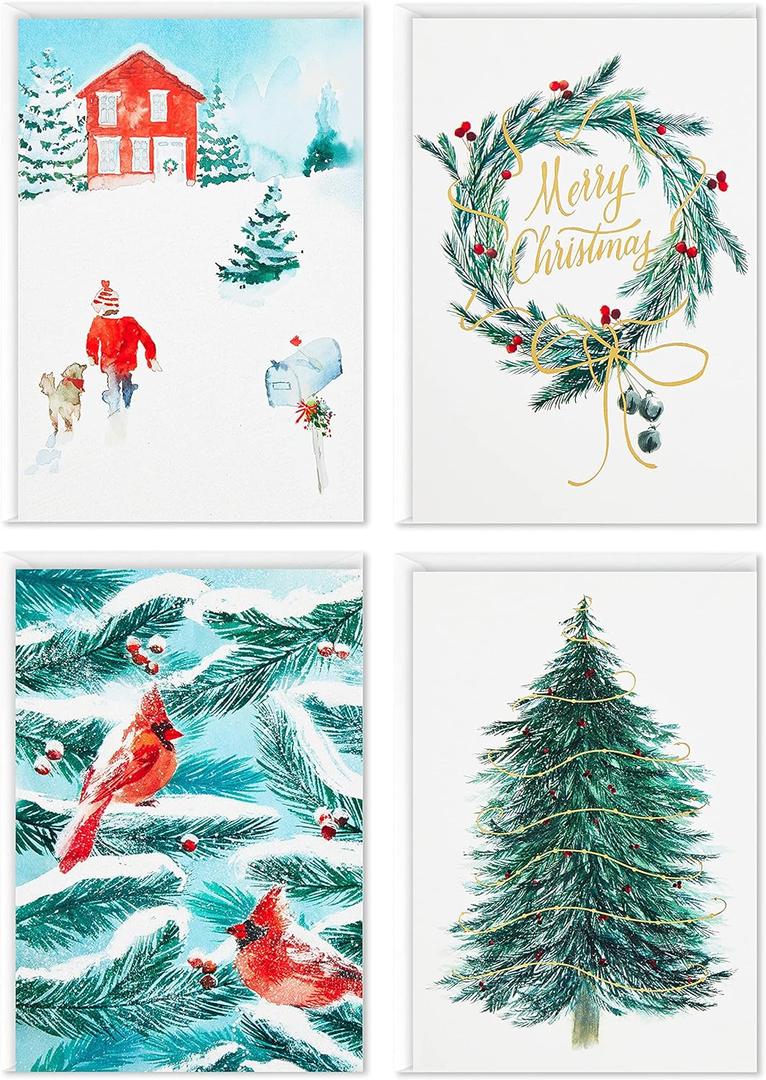 Hallmark Boxed Christmas Cards Assortment, Cardinals and Snowy Barn (40 Cards and Envelopes)