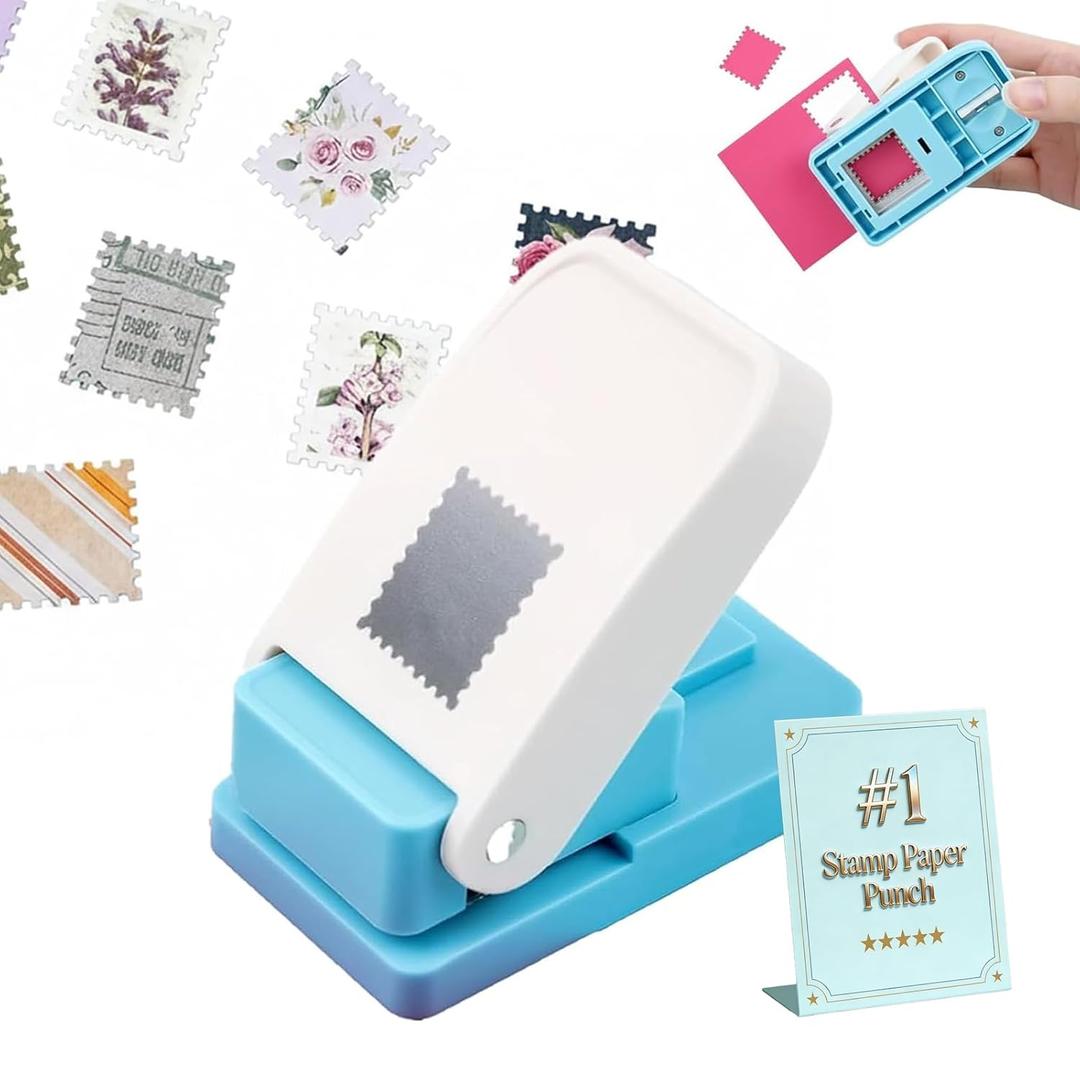 Stamp Paper Punch, 1x0.8inch Postage Puncher, Square Shaped Cutter Hole, Rectangular Crafts Punches Tools for Card Making, Scrapbooking, Journaling, DIY Arts & Crafts Supplies
