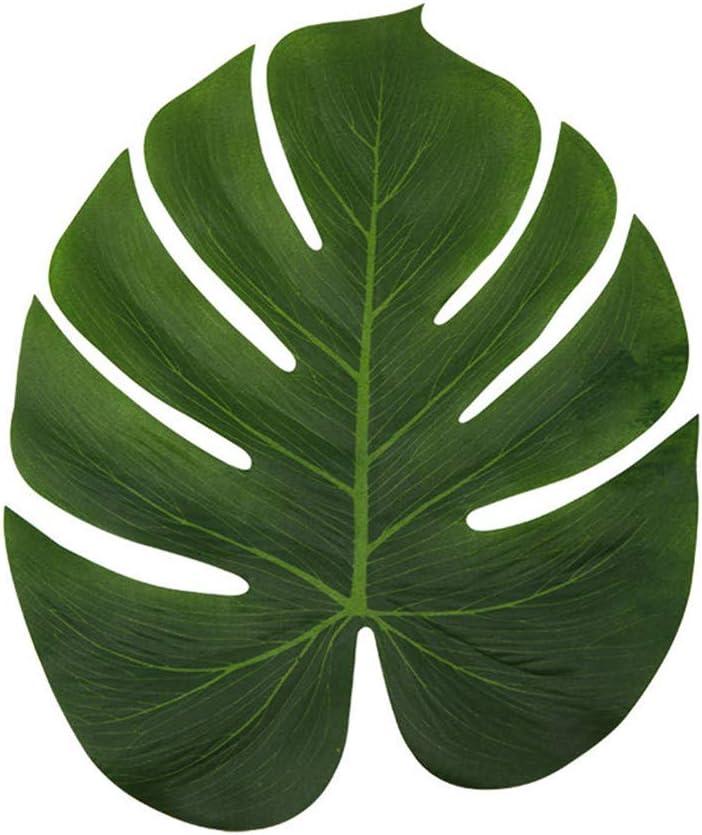LJDJ Tropical Leaves Palm - Set of 36 - Large 13.8 Inch Artificial Silk Fabric Monstera Decoration Leaf - Hawaiian Luau Safari Jungle Beach Theme Party Supplies Table Decor Accessories