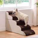 ZOMISIA Dog Stairs for High Beds - Pet Stairs Ramp for Couch, 35D Foam Dog Steps for Small to Large Pets, with Non-Slip Bottom Brown, 5 Steps, 15.7x33x22.8 