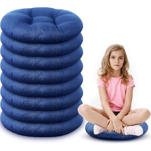 Fumete 8 Pcs 16 Inch Round Floor Cushions for Kids and Toddlers, Flexible Seating Classroom Furniture Floor Pillow for Home, Daycare, Preschool, Yoga and Meditation (Jewelry Blue)