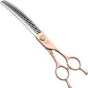 Fenice Peak Professional Curved Chunker Dog Grooming Scissors 8.0'' Rose Gold Thinning Shears Extremely Sharp Blades 440C Stainless Steel Thinning Shears Durable Smooth Fine Cut for Dogs and Cats.