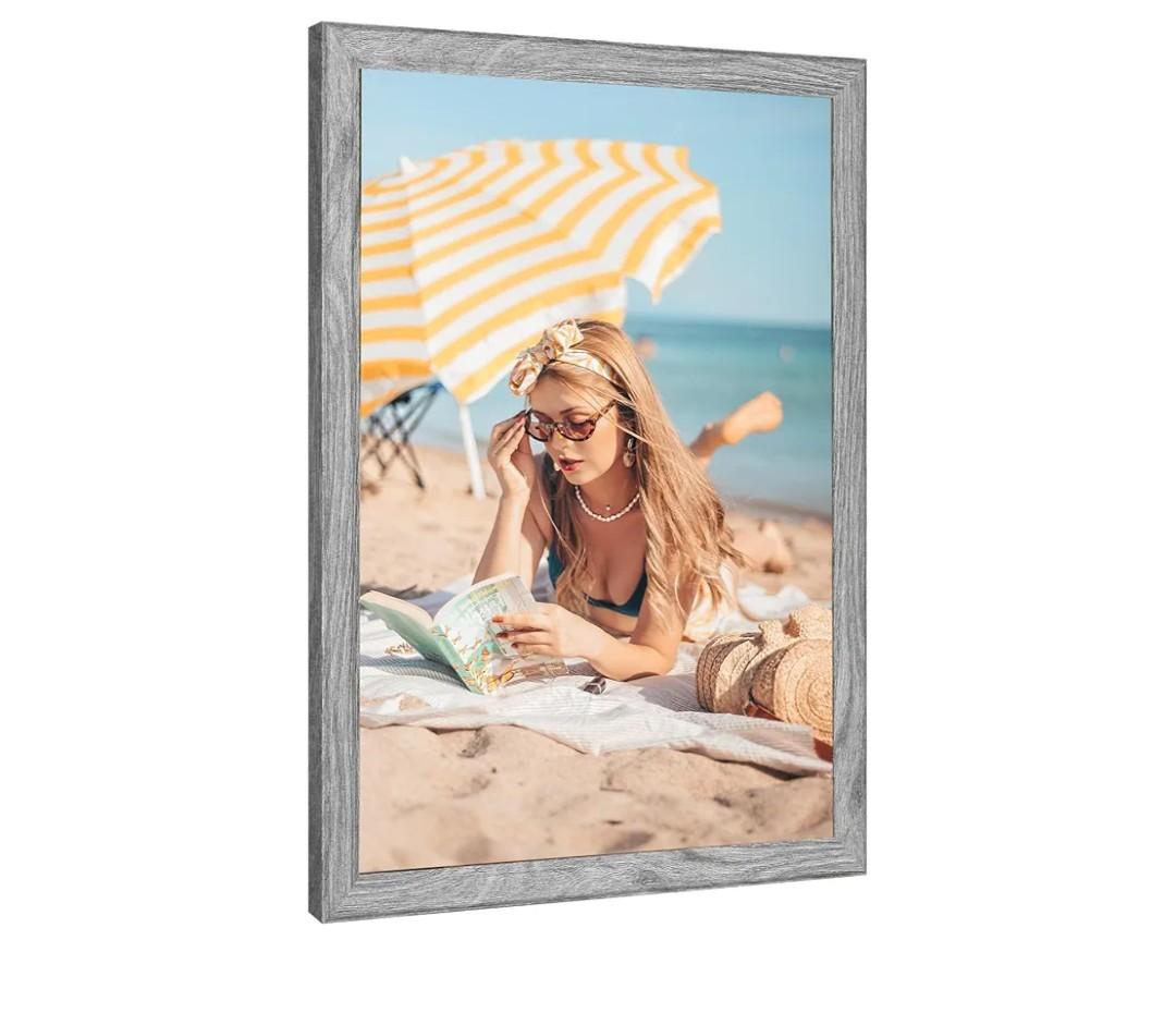 20x24 Wood Frame Gray, Rustic Natural Grey Wooden 24x20in Poster Picture Frame, Distressed 20 x 24inch Woodgrain Gallery Photo Frame with HD Plexiglass, Horizontal Vertical Wall Mounting Display 1pcs