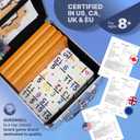Queensell Mexican Train Dominoes Set Double 15 with Numbers - Dominoes Set for Adults and Family 136 Tiles, 9 Trains, Wooden Hub, 8 Tile Holders, Aluminum Case (D15 Numbers + 8 Holders)