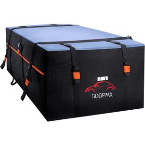RoofPax Waterproof 19 Cubic Feet Rooftop Cargo Carrier Bag Heavy Duty Car Roof Storage with Double Zipper & Tie Down Straps Fits Cars with or Without Roof Rack