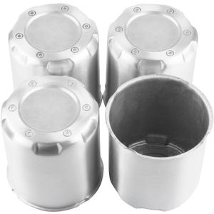 4Pcs 4.25 inch Wheel Center Caps Aluminum Push Through Trailer Caps Fit 4.25" Center Bore Truck RV SUV Wheels Rims, Silver Hub Covers, 4.69" Tall