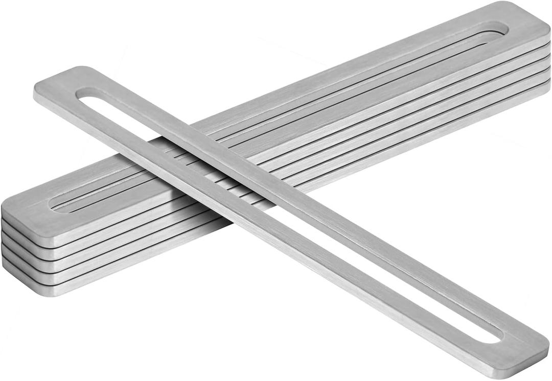 6 Pack 8" x 1" Adjustable Slotted Flat Mending Plates for 3/8" Screws, Stainless Steel, 5/32" Thick