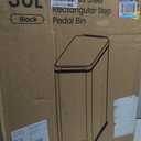 Home Zone Living 12 Gallon Slim Kitchen Trash Can with Soft Close Lid, Step Pedal, Bag Tuck Band, and Removable Liner, Stainless Steel, Black