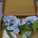 Waipfaru 21" Real Touch Blue Hydrangea Artificial Flowers with Long Stem & Leaves, Full Latex Faux Hydrangea Flowers for Home Decor Party Floral Arrangements Wedding Bouquets Centerpieces, 2Pcs