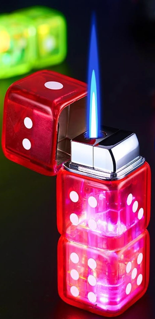 1PACK Red Windproof Flame Adjustable Lighter, Cool, Jet Torch Flame Lighters, Butane Refillable Torch, BBQ Candles Camping (No Butane Fuel) 