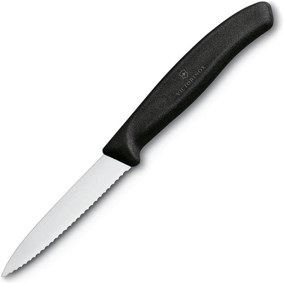 Victorinox 3.25 Inch Swiss Classic Paring Knife with Serrated Edge, Spear Point, Black